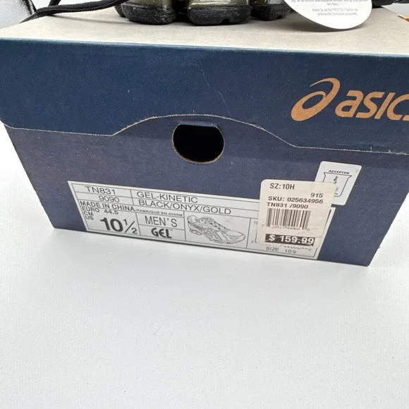 Asics Gel Kinetic Mens Running Shoes Size 10.5 NIB TN831‎ 9090 Black Onyx Gold